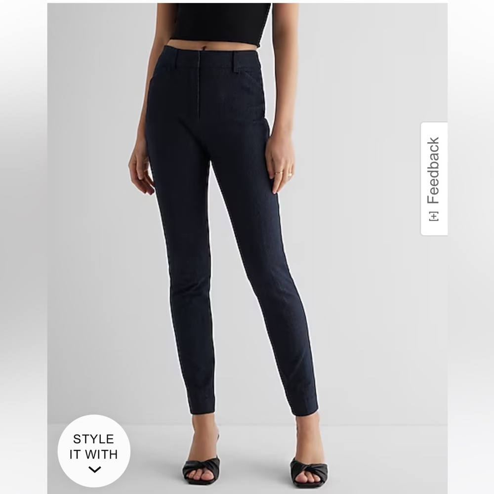 Express Navy Textured Skinny Pants